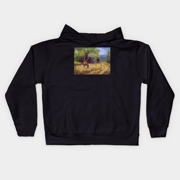 Quiet Grazing Horse Kids Hoodie by Jaana Day